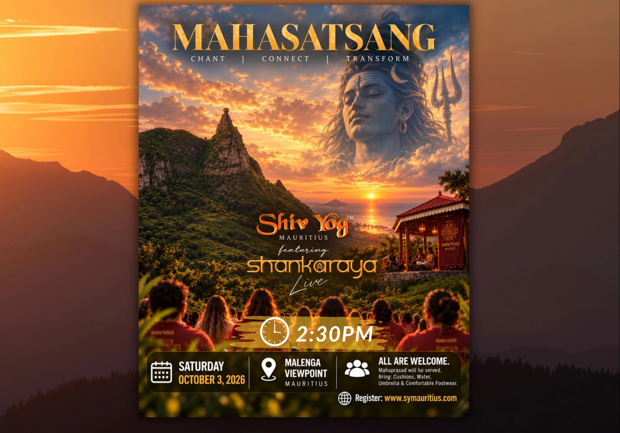 Mahasatsang — Chant, Connect, Transform event poster